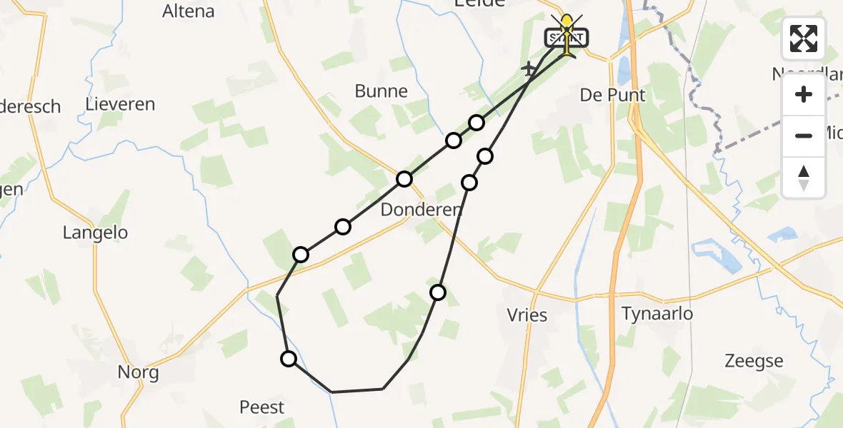 Routekaart van de vlucht: Lifeliner 4 naar Groningen Airport Eelde, Homsteeg