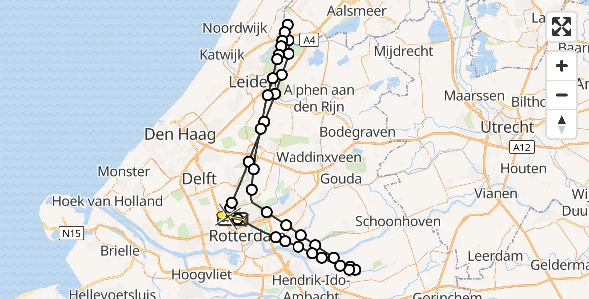 Routekaart van de vlucht: Lifeliner 2 naar Rotterdam The Hague Airport, Meerhof