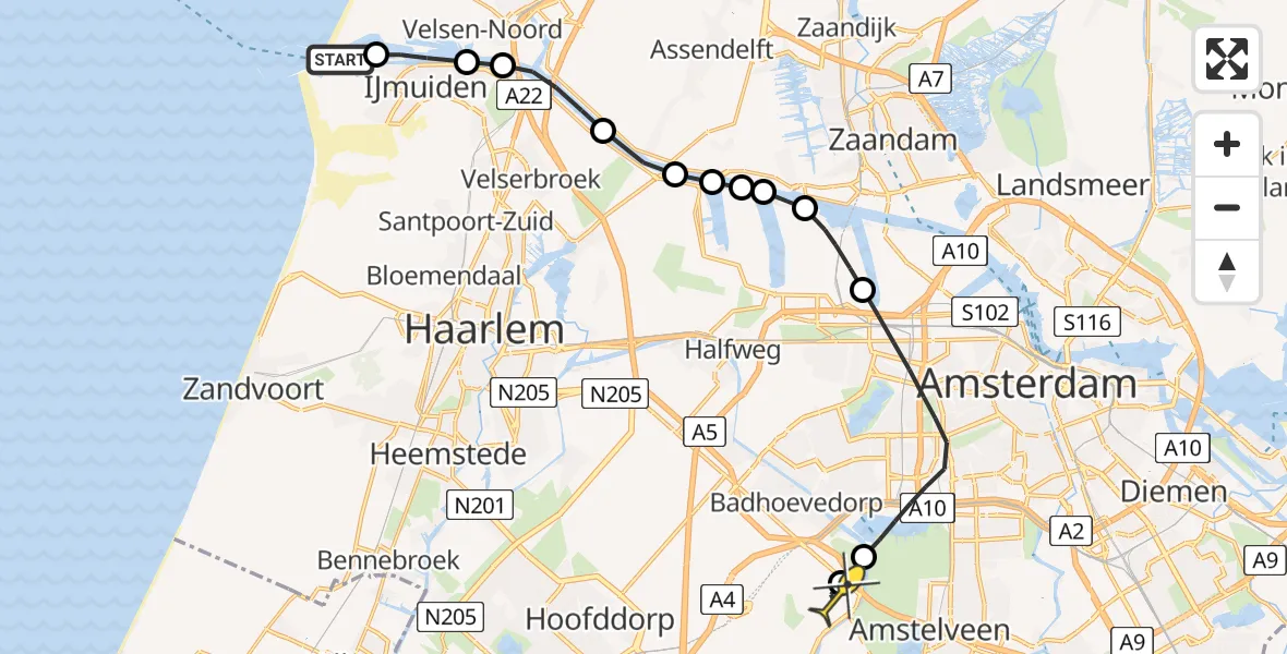 Routekaart van de vlucht: Politieheli naar Schiphol, Middenbuitentoeleidingskanaal