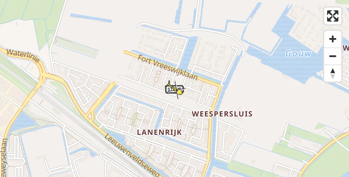 Routekaart van de vlucht: Lifeliner 1 naar Weesp, Fort Vurenstraat