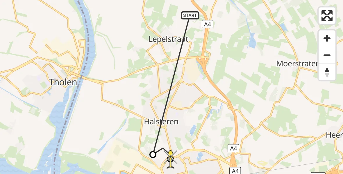 Routekaart van de vlucht: Lifeliner 2 naar Bergen op Zoom, Spinolaberg