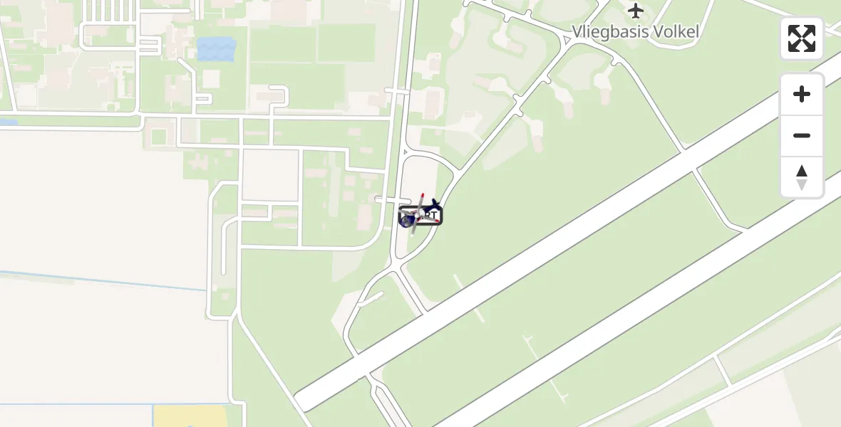 Vluchtroute Politiehelikopter van Vliegbasis Volkel naar Vliegbasis Volkel