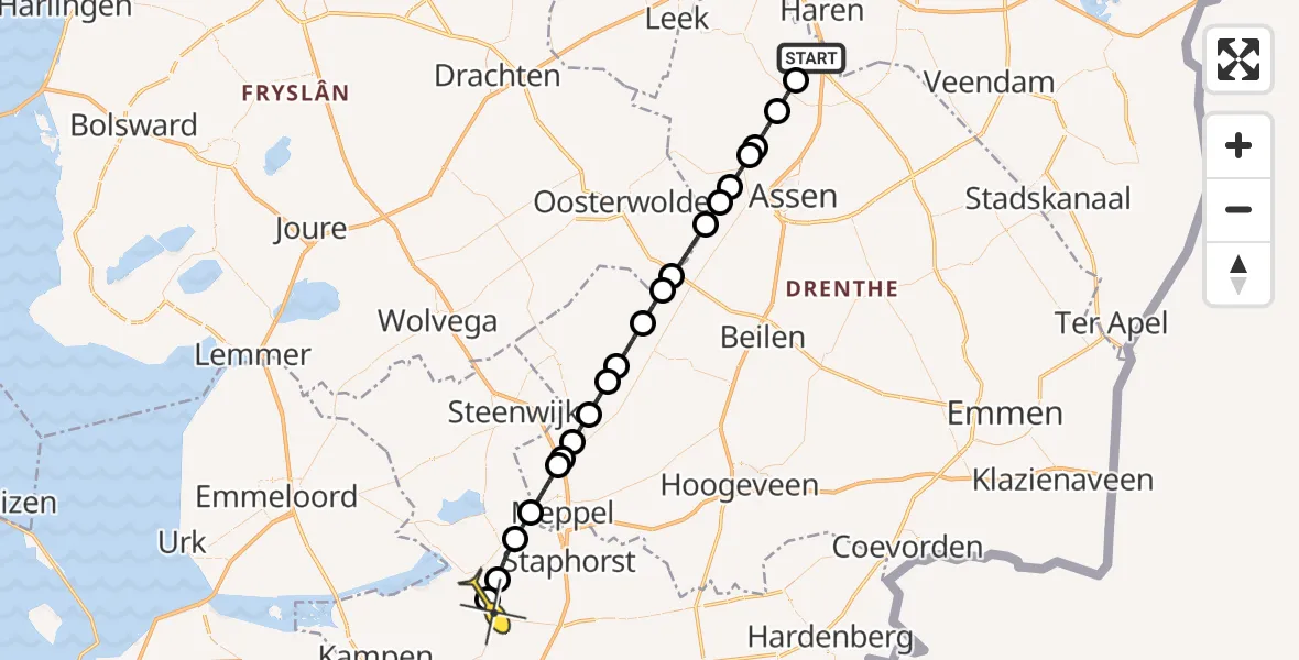 Routekaart van de vlucht: Lifeliner 4 naar Hasselt, Luchtenburgerweg