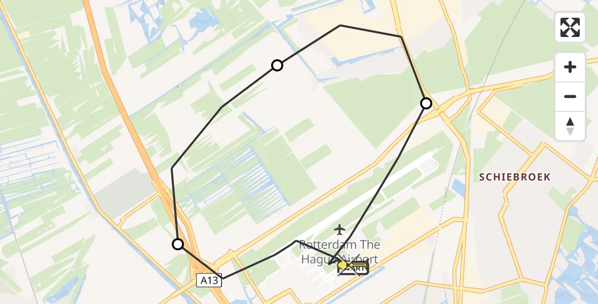 Routekaart van de vlucht: Lifeliner 2 naar Rotterdam The Hague Airport, Doenkadepad