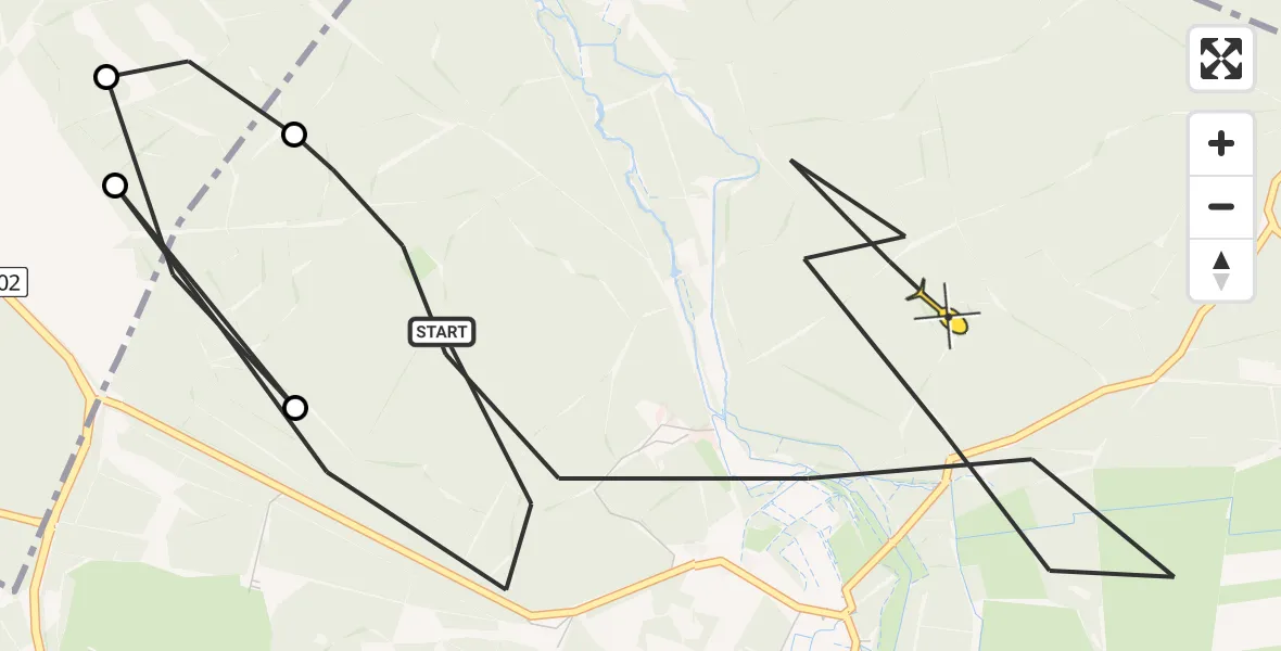 Routekaart van de vlucht: Politieheli naar Ermelo, Jhr. Dr. C.J. Sandbergweg