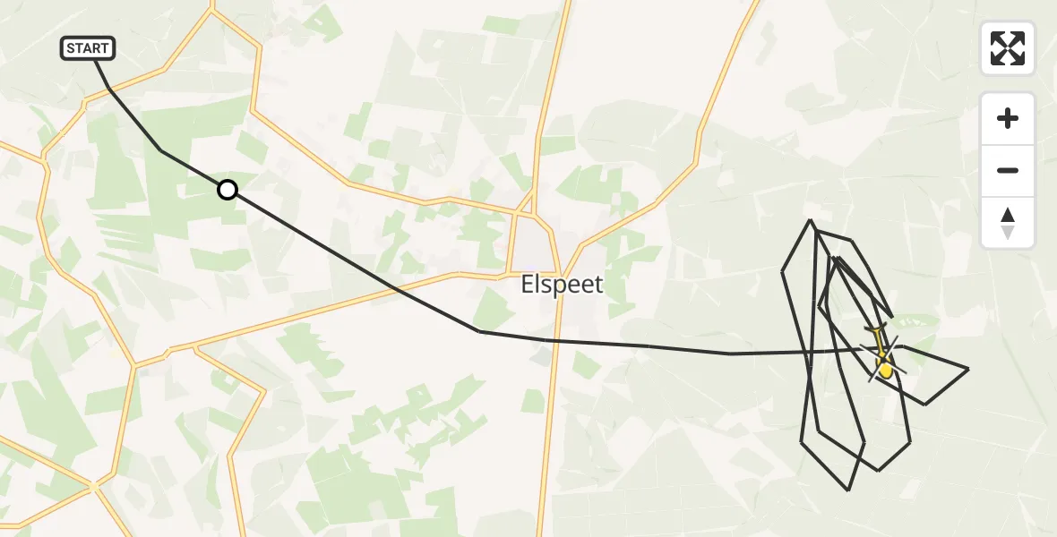 Routekaart van de vlucht: Politiehelikopter naar Elspeet, Allee
