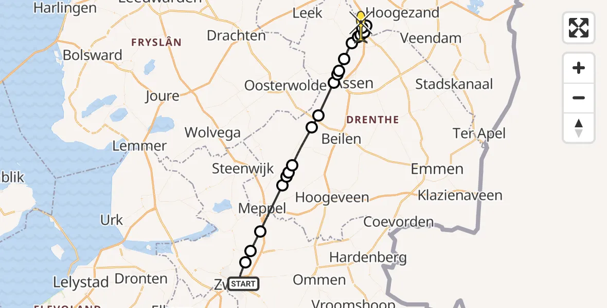 Routekaart van de vlucht: Lifeliner 4 naar Groningen Airport Eelde, Bankastraat