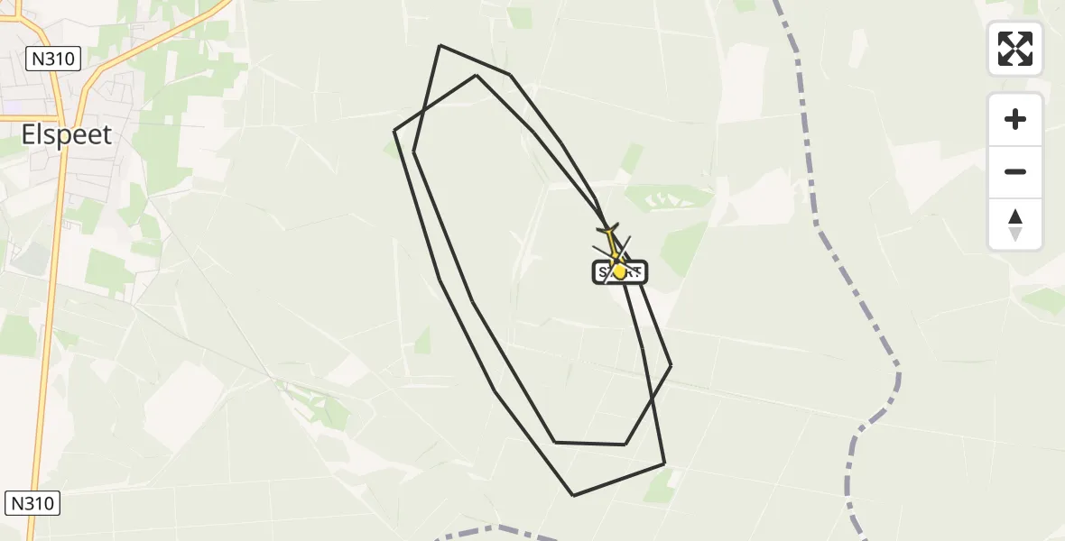 Routekaart van de vlucht: Politiehelikopter naar Elspeet, Vaassenseweg