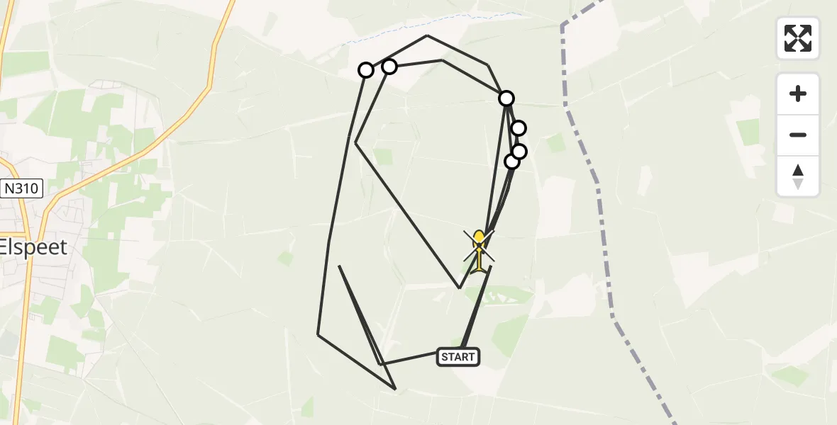 Routekaart van de vlucht: Politiehelikopter naar Elspeet, Vaassenseweg