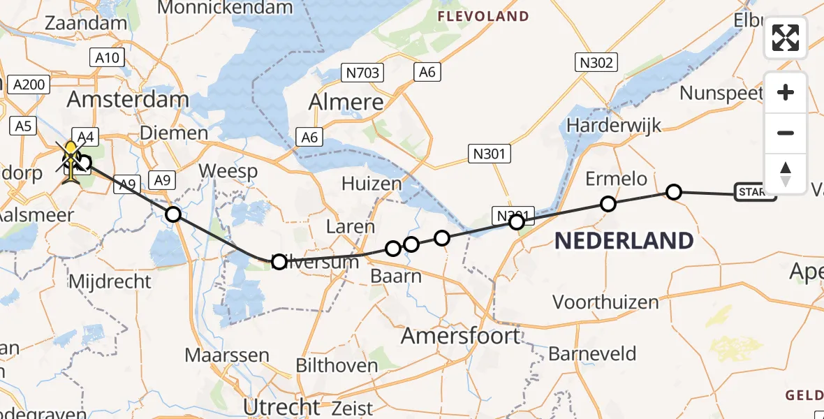 Routekaart van de vlucht: Politieheli naar Schiphol, Allee