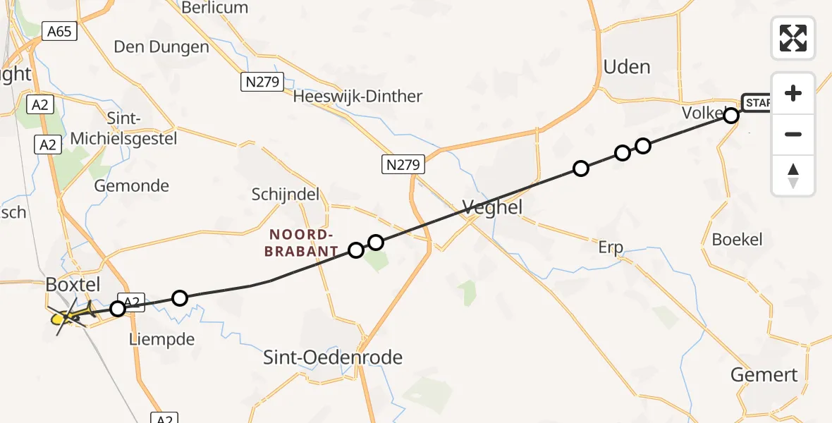 Routekaart van de vlucht: Lifeliner 3 naar Boxtel, Wilgenstraat