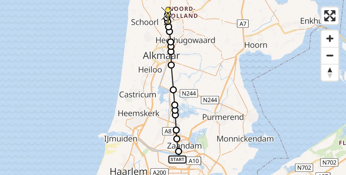 Routekaart van de vlucht: Lifeliner 1 naar Oudkarspel, Capriweg