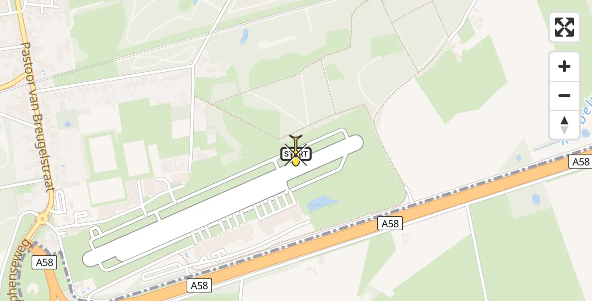 Routekaart van de vlucht: Politiehelikopter naar Breda International Airport, Schapenpad