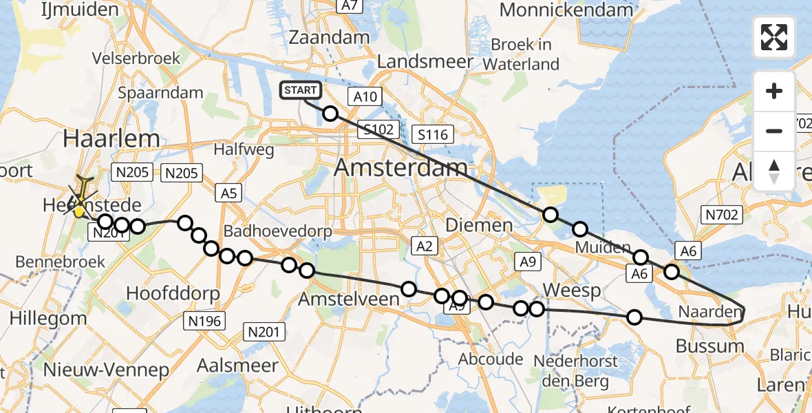 Routekaart van de vlucht: Lifeliner 1 naar Heemstede, Westhaven