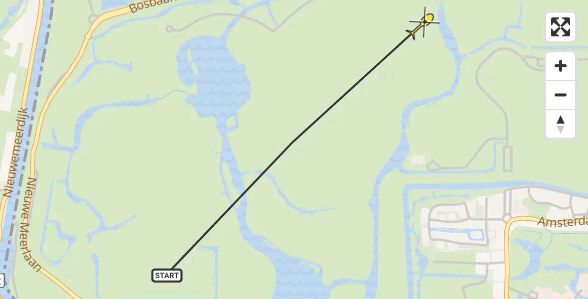 Routekaart van de vlucht: Politieheli naar Amstelveen, Karnemelkgatsbrug
