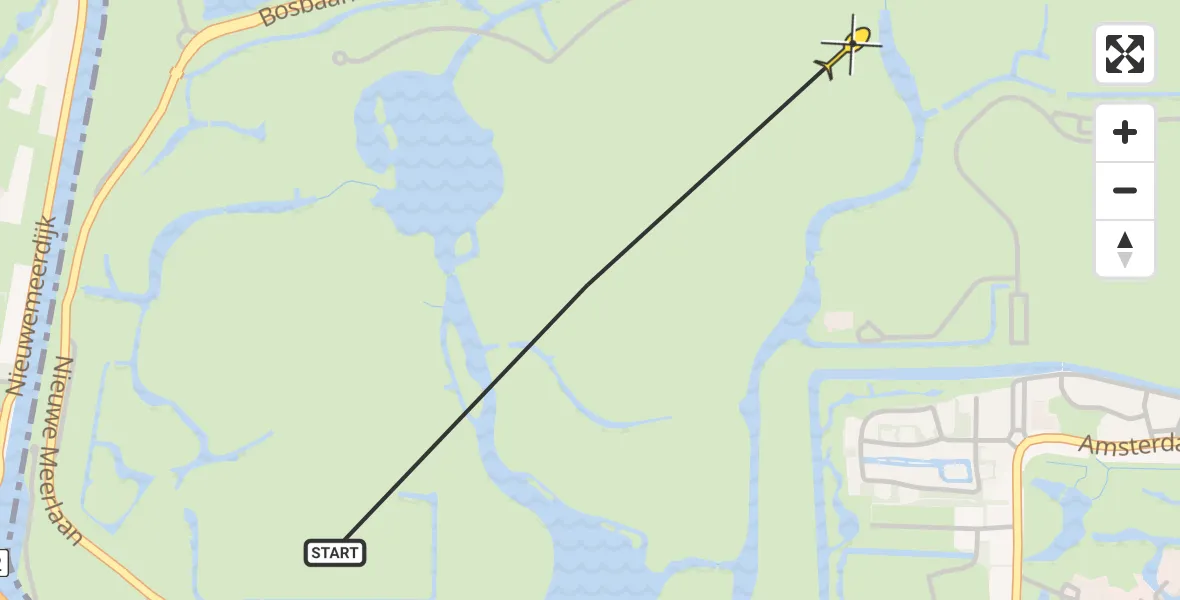 Routekaart van de vlucht: Politiehelikopter naar Amstelveen, Karnemelkgatsbrug