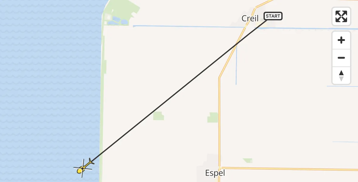 Routekaart van de vlucht: Politieheli naar Espel, Westermeerdijk