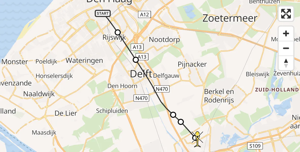 Routekaart van de vlucht: Lifeliner 2 naar Rotterdam The Hague Airport, Neherkade