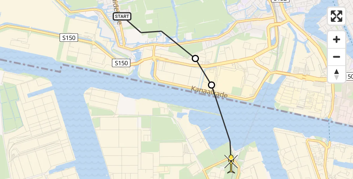 Routekaart van de vlucht: Lifeliner 1 naar Amsterdam Heliport, Braspenning