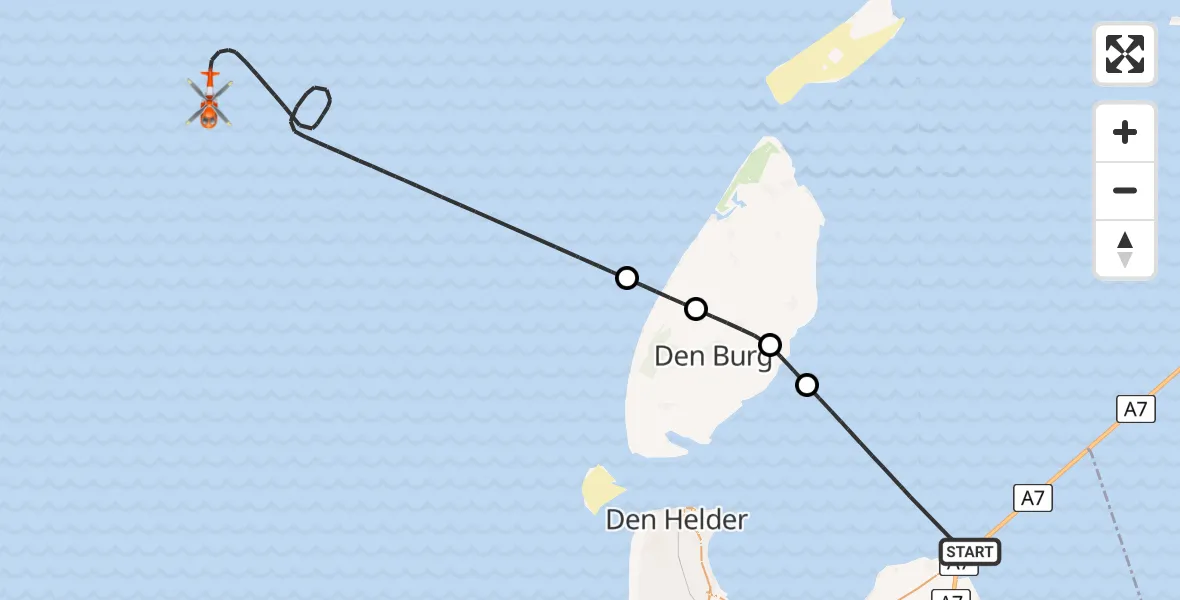 Vluchtroute Kustwachthelikopter Den Oever - , 08 oktober 2024, 15:41