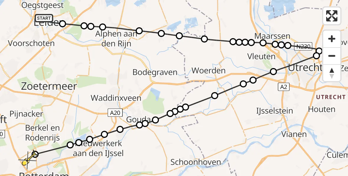 Routekaart van de vlucht: Lifeliner 2 naar Rotterdam The Hague Airport, Kakelaarsteeg