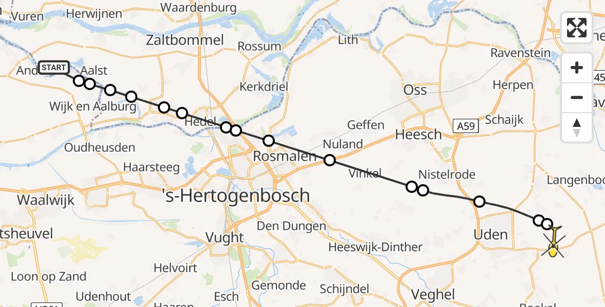 Routekaart van de vlucht: Lifeliner 3 naar Vliegbasis Volkel, Juliana van Stolbergstraat