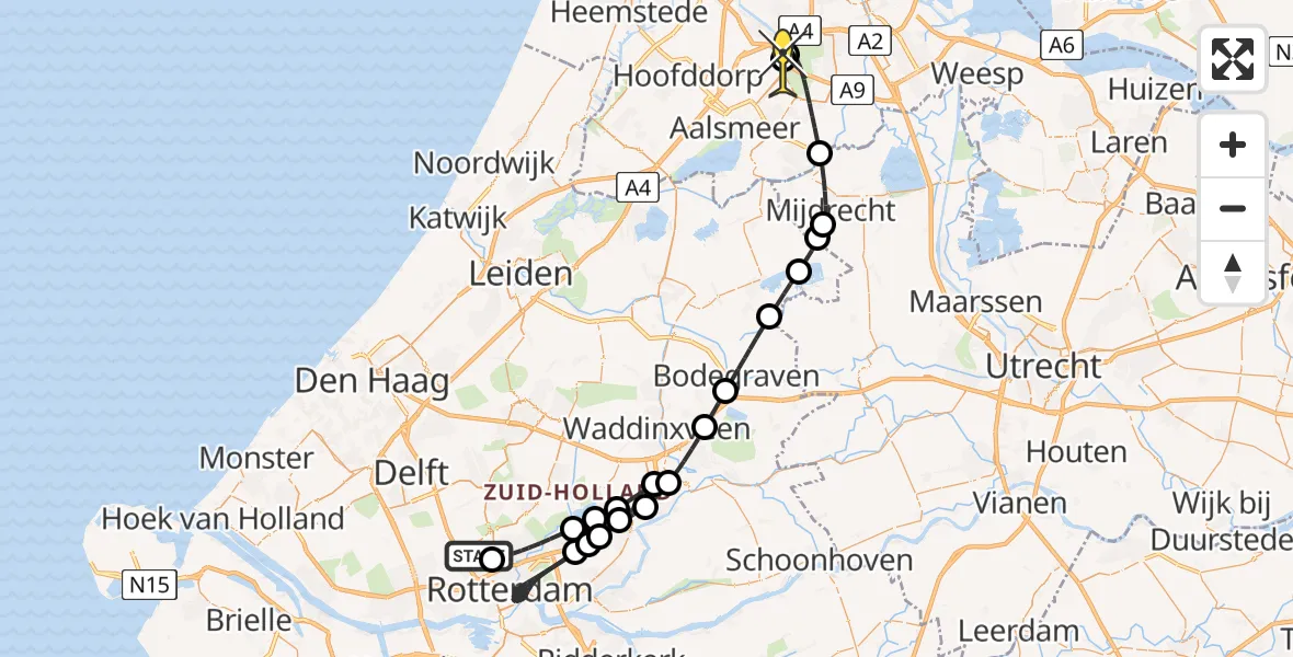 Routekaart van de vlucht: Politieheli naar Schiphol, Vliegveldweg