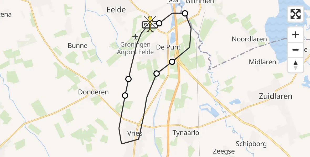 Routekaart van de vlucht: Lifeliner 4 naar Groningen Airport Eelde, Moespot