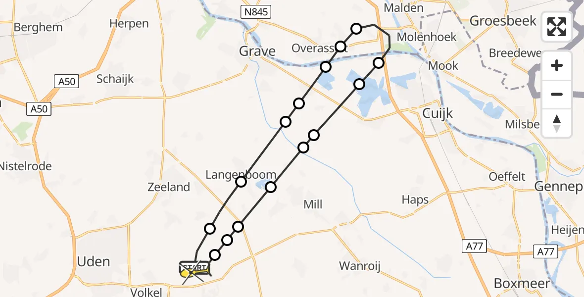 Routekaart van de vlucht: Lifeliner 3 naar Vliegbasis Volkel, Houtvennen