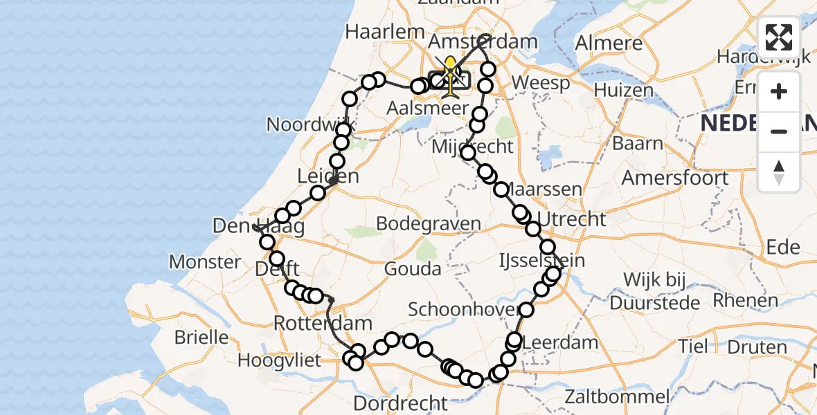 Routekaart van de vlucht: Politieheli naar Schiphol, Loevesteinse Randweg