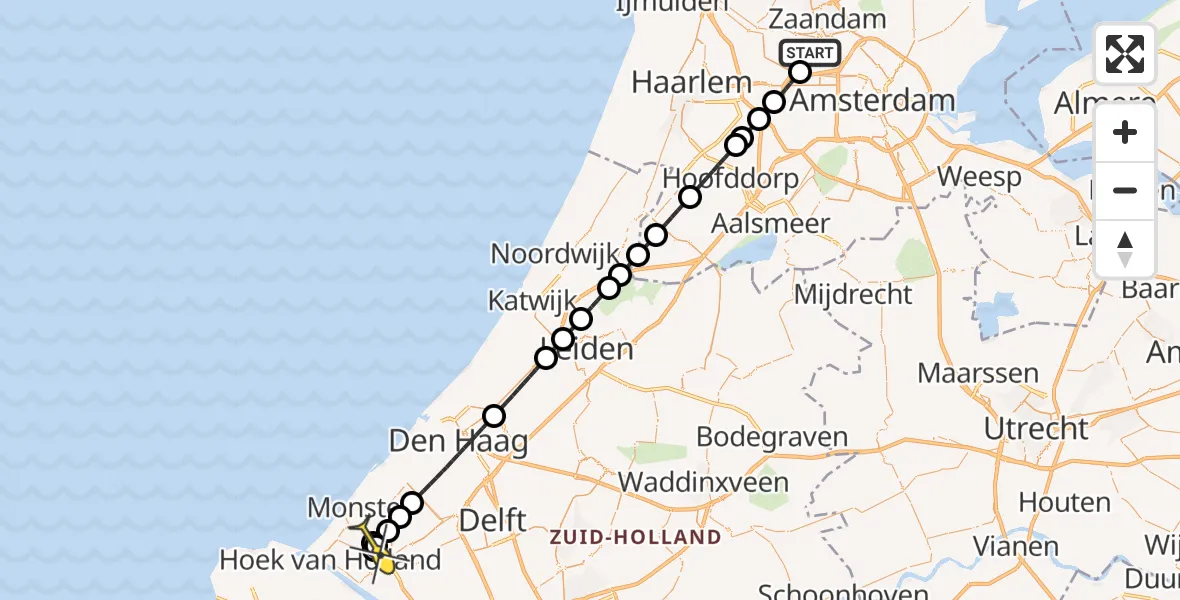 Routekaart van de vlucht: Lifeliner 1 naar 's-Gravenzande, Westpoort