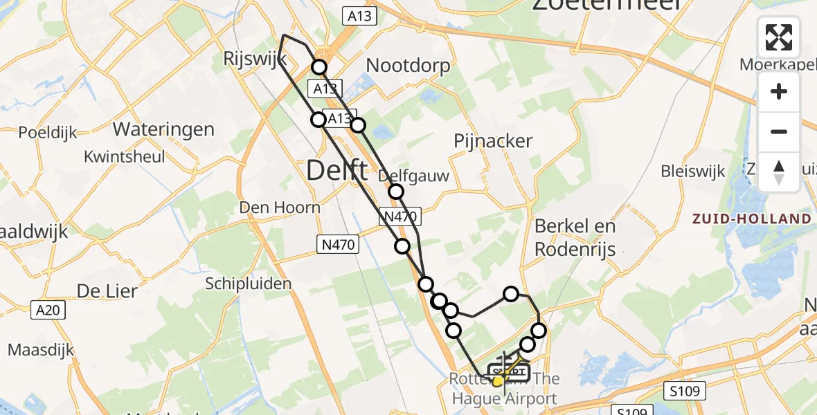 Routekaart van de vlucht: Lifeliner 2 naar Rotterdam The Hague Airport, Arlandabaan Platformzijde