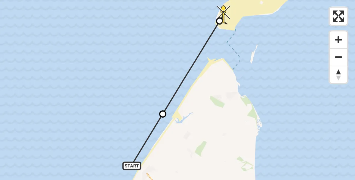 Routekaart van de vlucht: Politiehelikopter naar Vlieland, Vliehors