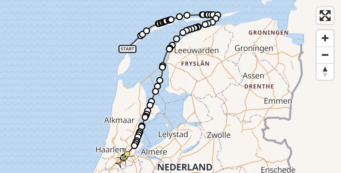 Routekaart van de vlucht: Politieheli naar Schiphol, Thermiekstraat