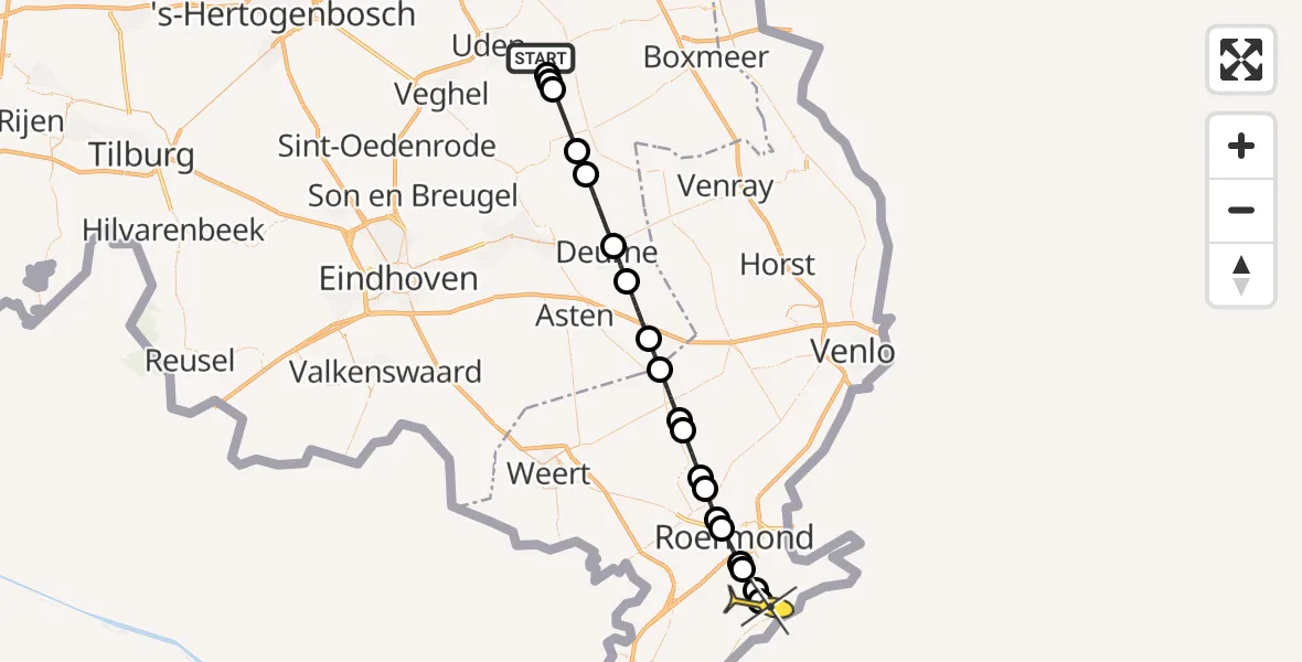 Routekaart van de vlucht: Lifeliner 3 naar Posterholt, Hemelrijkstraat