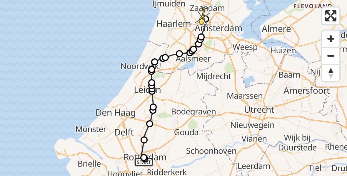 Routekaart van de vlucht: Lifeliner 1 naar Amsterdam Heliport, Karel Doormanhof