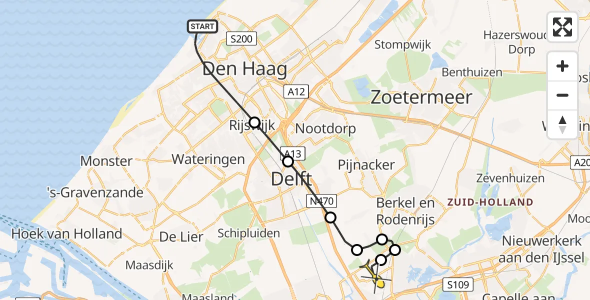 Routekaart van de vlucht: Lifeliner 2 naar Rotterdam The Hague Airport, Kranenburgweg