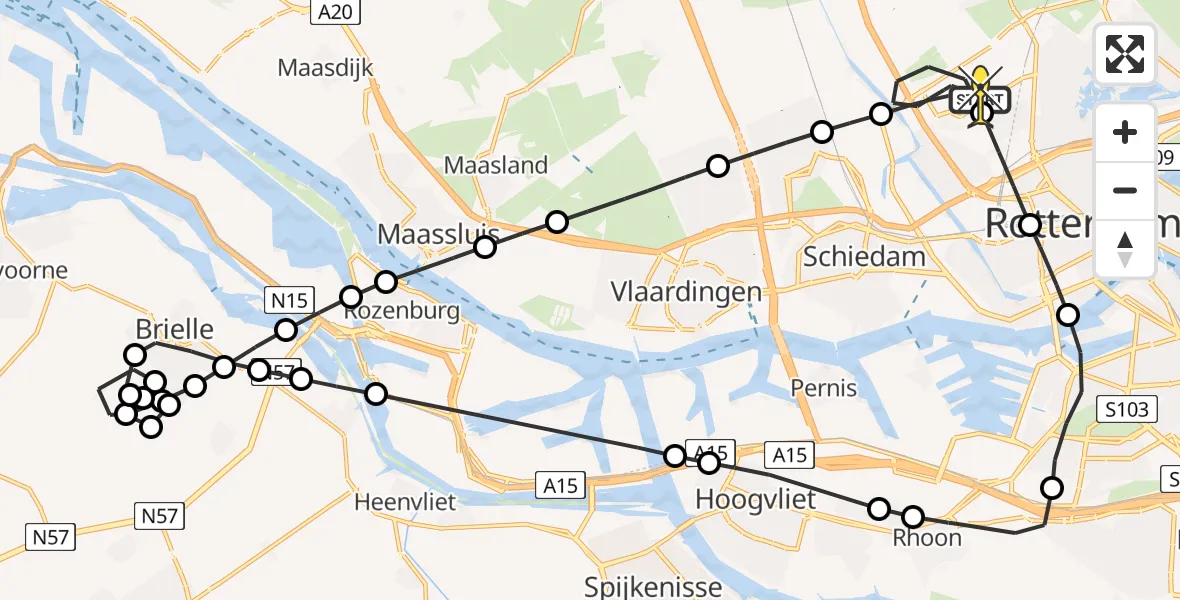 Routekaart van de vlucht: Lifeliner 2 naar Rotterdam The Hague Airport, Vliegveldweg