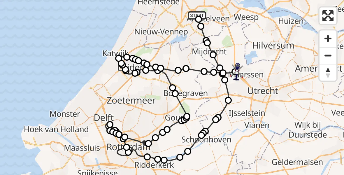 Vluchtroute Politiehelikopter Schiphol - Breukelen, 10 oktober 2024, 07:31