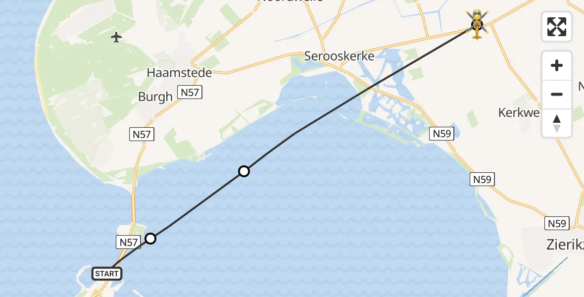Vluchtroute Traumahelikopter Vrouwenpolder - Scharendijke, 10 oktober 2024, 08:06