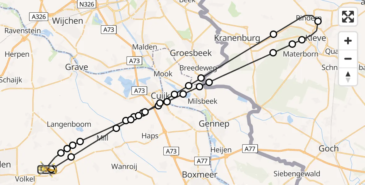 Vluchtroute Traumahelikopter Vliegbasis Volkel - Vliegbasis Volkel, 10 oktober 2024, 11:12