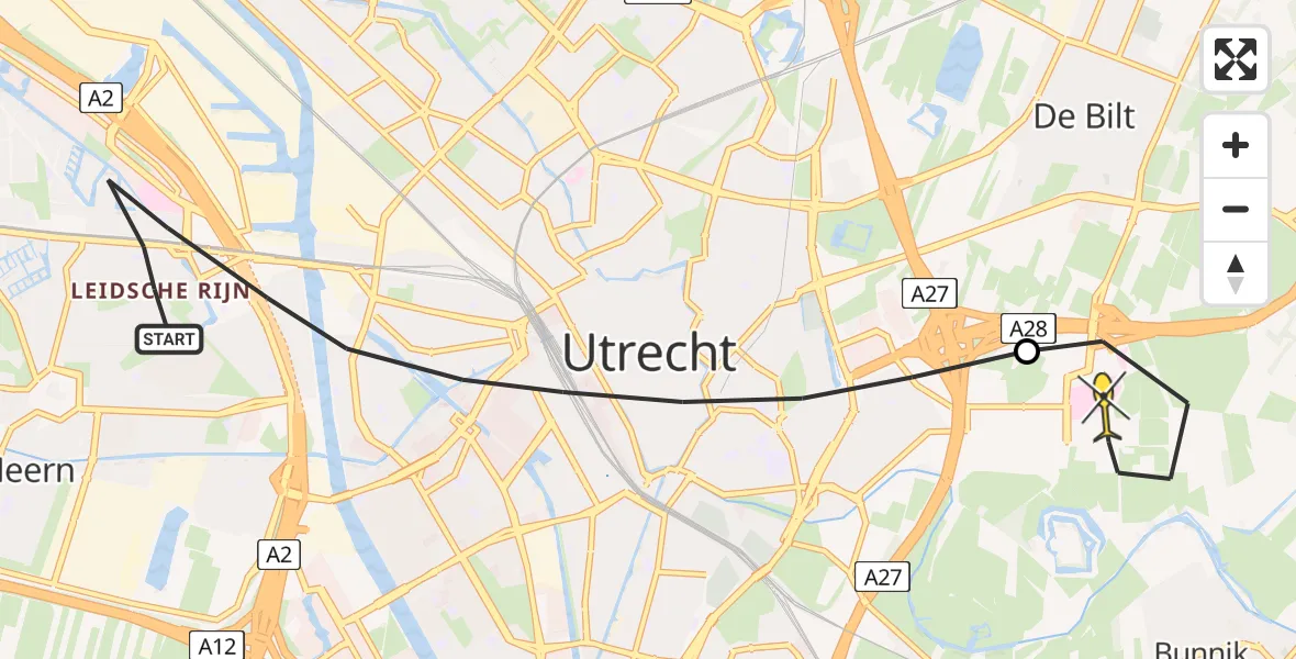 Routekaart van de vlucht: Lifeliner 1 naar Universitair Medisch Centrum Utrecht, Jerome Kernplantsoen