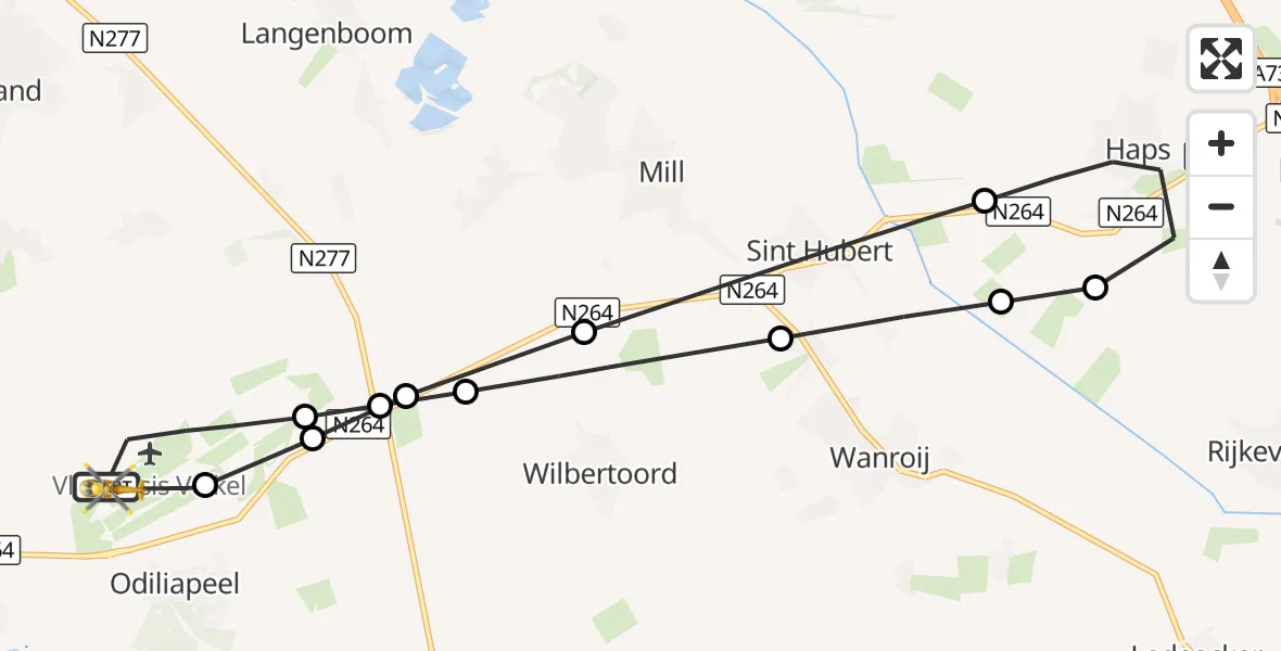 Vluchtroute Traumahelikopter Vliegbasis Volkel - Vliegbasis Volkel, 10 oktober 2024, 12:01