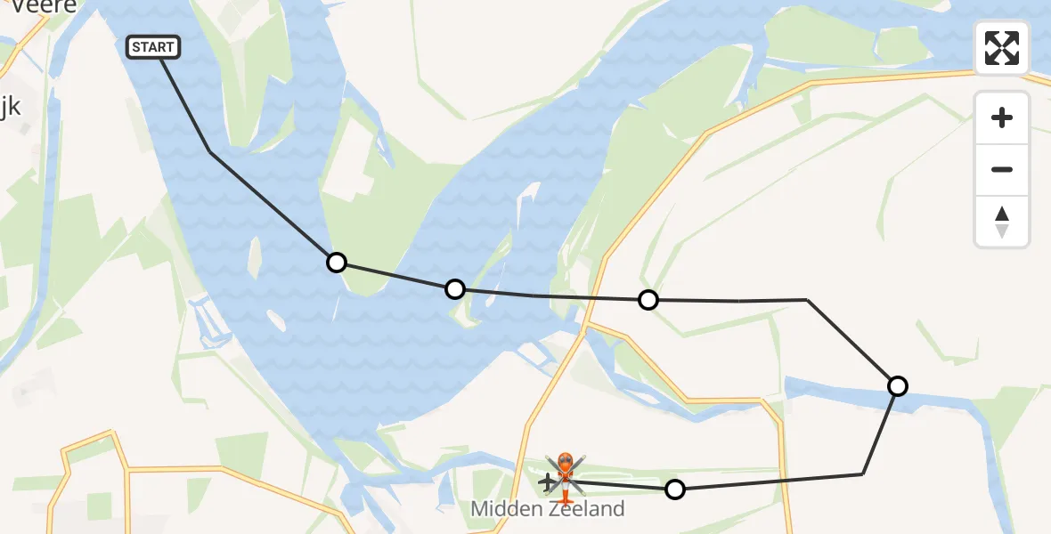 Vluchtroute Kustwachthelikopter Veere - Vliegveld Midden-Zeeland, 10 oktober 2024, 12:51