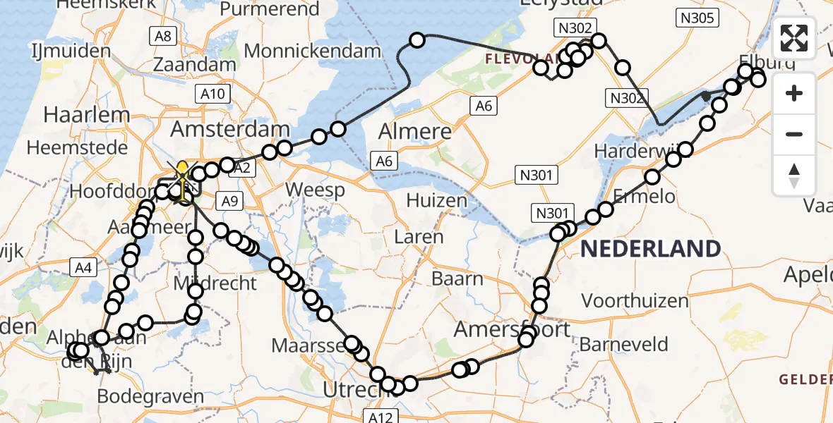 Routekaart van de vlucht: Politieheli naar Schiphol, De Duizendmeterweg