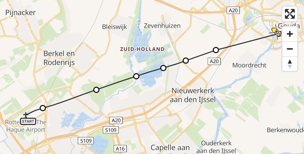 Routekaart van de vlucht: Lifeliner 2 naar Gouda, Bovendijk
