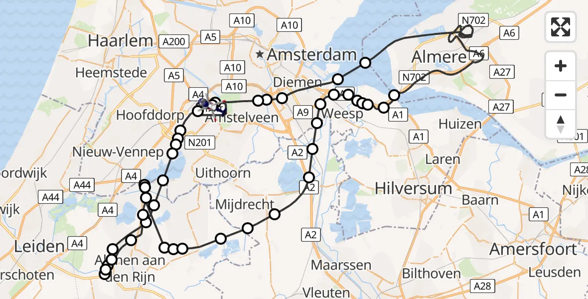 Vluchtroute Politiehelikopter Schiphol - Schiphol, 10 oktober 2024, 15:55