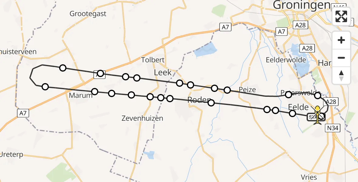 Routekaart van de vlucht: Lifeliner 4 naar Groningen Airport Eelde, Hoofdweg