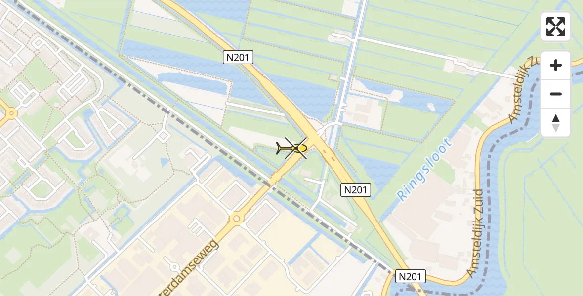 Routekaart van de vlucht: Lifeliner 1 naar Amstelveen