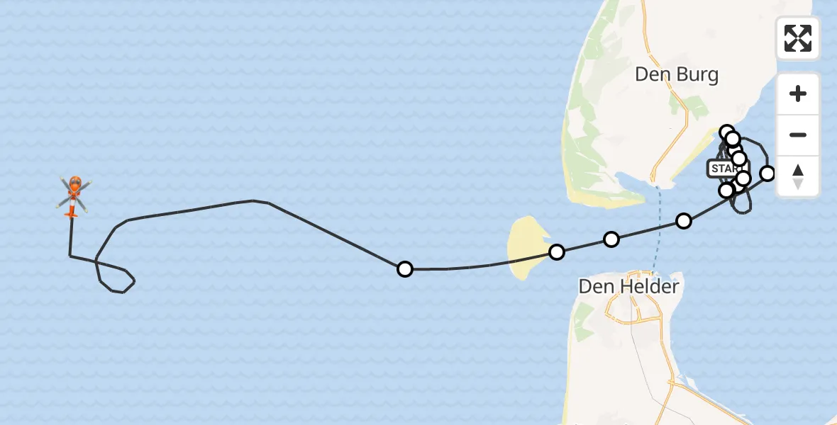 Vluchtroute Kustwachthelikopter Den Hoorn - , 10 oktober 2024, 17:38